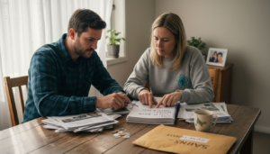 Couple reviewing Auckland home deposits