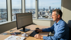 Kiwi mortgage adviser reviewing risk documents