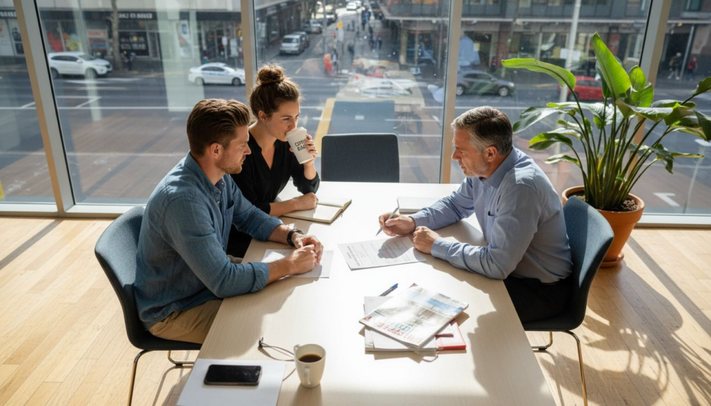 Kiwi couples consulting broker first-home
