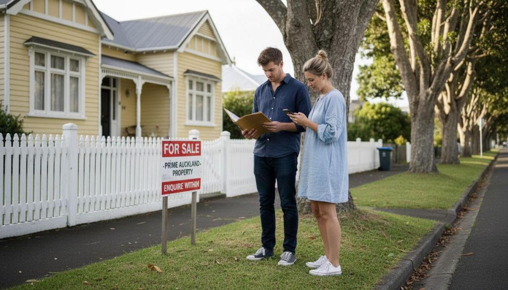 Young couple viewing Auckland house for sale