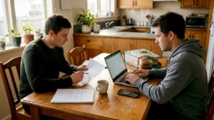 Young couple reviews NZ home loan paperwork