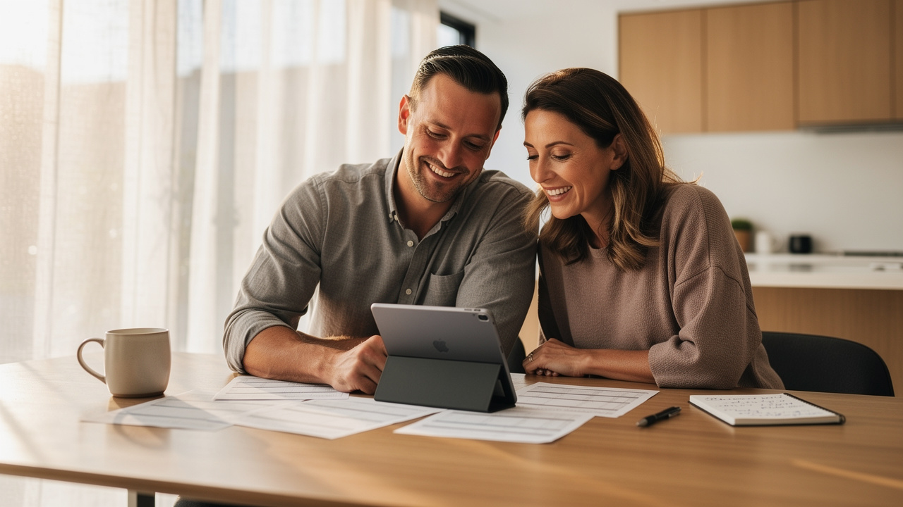 New Zealand couple reviewing their Orbit mortgage repayment plan