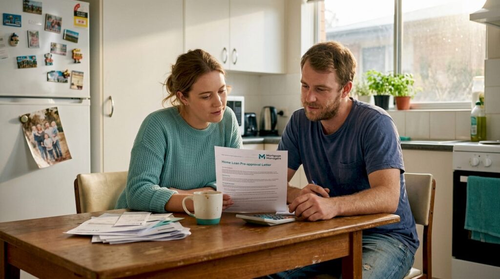 Couple reviewing home loan approval letter
