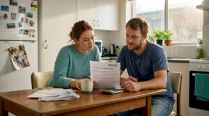 Couple reviewing home loan approval letter