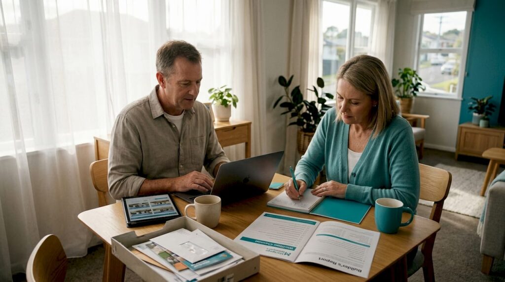 Couple reviewing Auckland property workflow documents