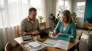 Couple reviewing Auckland property workflow documents