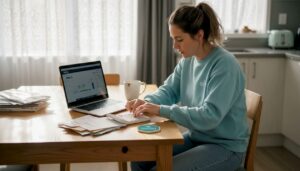 Home buyer reviewing financial documents