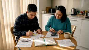 Couple reviewing New Zealand home loan documents