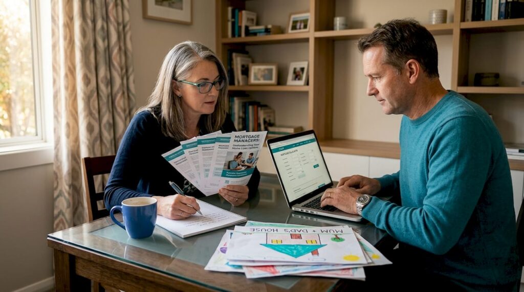 Couple reviewing NZ mortgage features at table