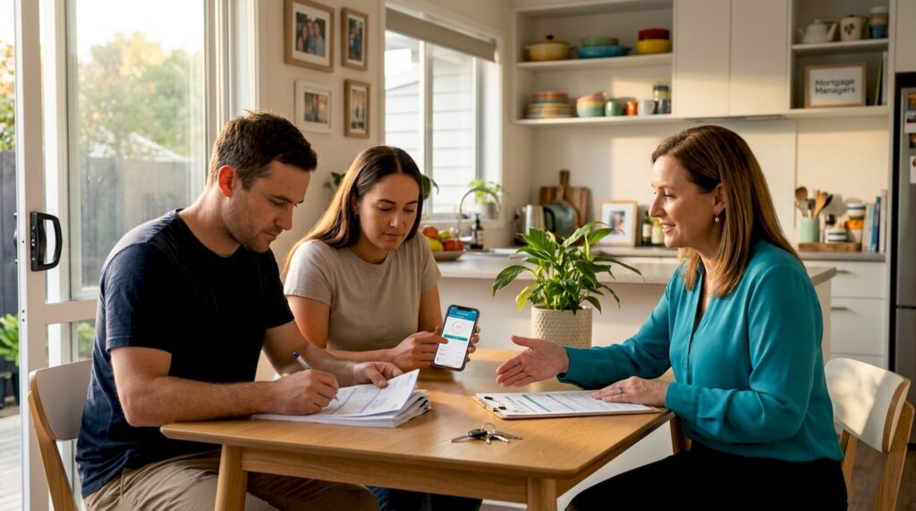NZ home buyers meet with mortgage adviser
