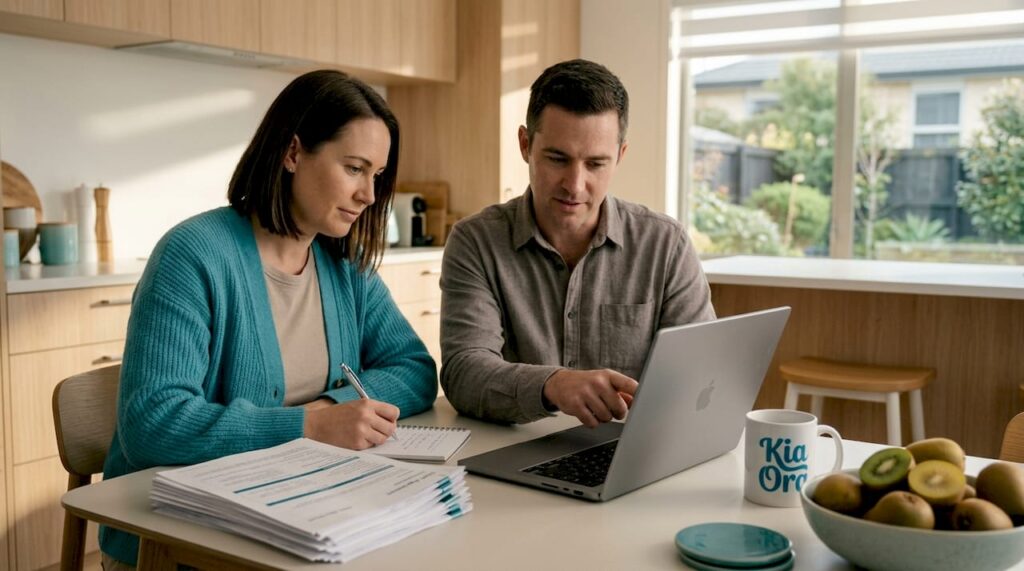 Couple reviewing NZ home loan paperwork