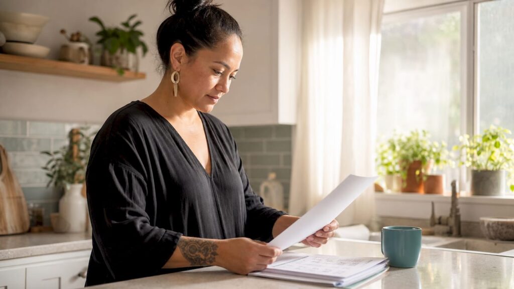 Buyer reviewing conditional offer documents at home