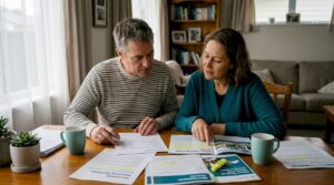 Couple reviewing NZ home buying assistance