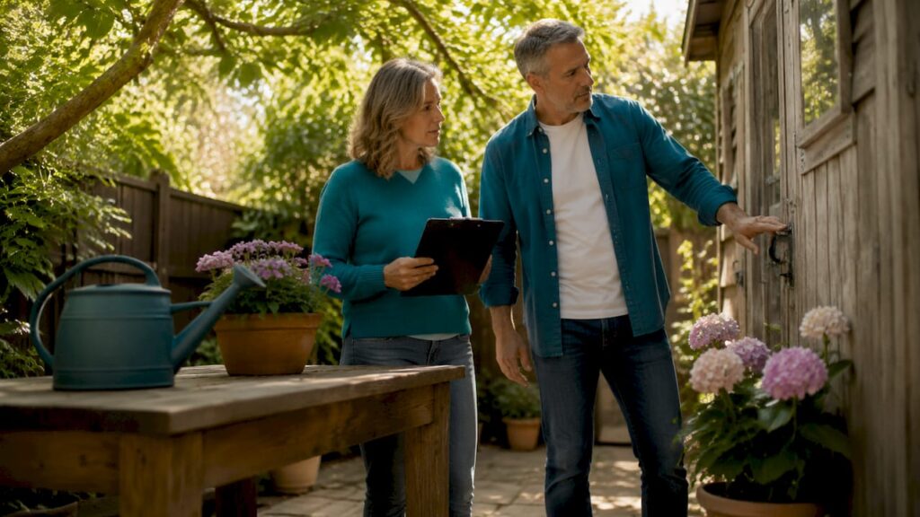 Couple inspecting home interior during walkthrough