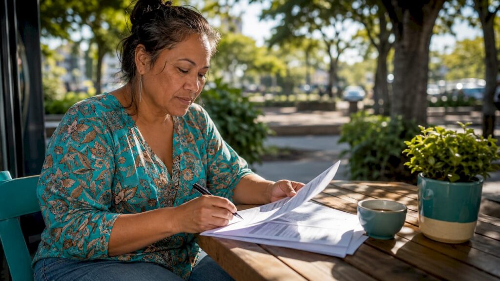 NZ homeowner reviewing mortgage documents