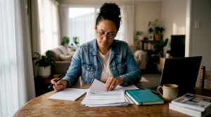 Woman reviewing home loan pre qualification documents