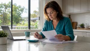 Homebuyer reviewing mortgage loan papers
