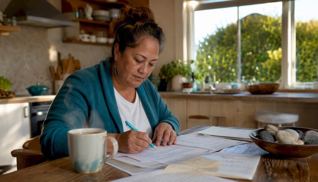 Woman reviewing mortgage rate documents