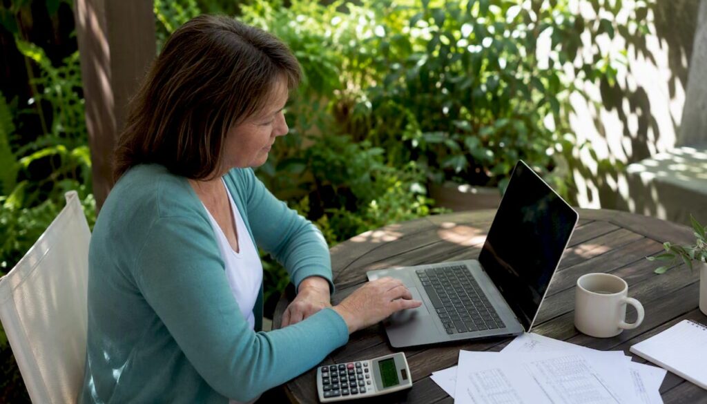Woman comparing home loans at kitchen table